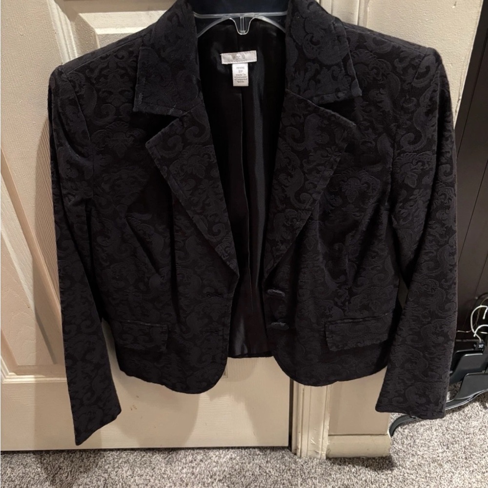 Apt. 9 Blazer Women's 8P Black Blazer Jacquard Floral Pattern Formal Casual